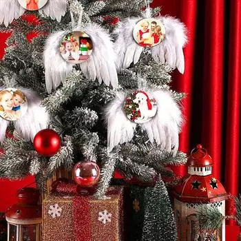 2 шт. Модный кулон, пустые крылья ангела, перо, подвесное украшение, рождественская елка, подарок своими руками 2Pcs