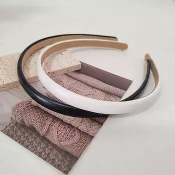 2 шт. Модный ПУ Сплошной Безель Головной убор Женская Повязка на голову Девочки Винтажные резинки для волос Обруч для волос для праздничной вечеринки Аксессуары для волос