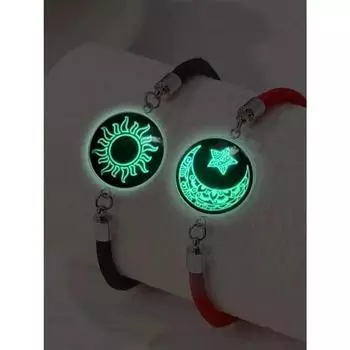 2 шт. модный романтический браслет из нержавеющей стали для любителей солнца и луны со светящимися драгоценными камнями, браслет для пары на День святого Валентина 22.5cm