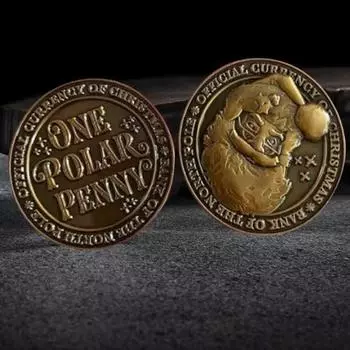 2 шт. монета Санта-Клауса в один полярный пенни, двухсторонняя резная рождественская металлическая медаль, памятный медальон, круглая коллекционная монета, украшение стола красный