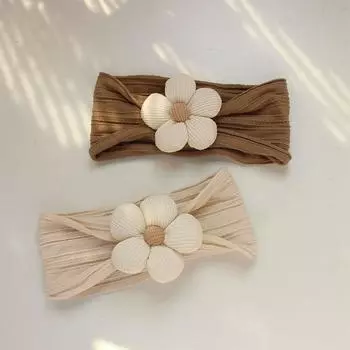 2 шт., мягкая детская повязка на голову с цветком, аксессуары для волос для новорожденных, милая повязка на голову для детей, детская повязка на голову