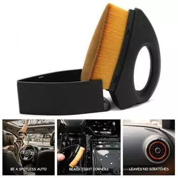 2 шт., мягкая щетина, щетка для автомобильных шин, эргономичная ручка, щетка для автодетализации, портативная щетка высокой плотности для интерьера автомобиля 2pcs чёрный