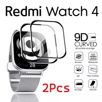 2 шт., мягкая защитная пленка из стекловолокна для Xiaomi Redmi Watch 4 3, активные умные часы, полная защита экрана, Redmi Watch 4