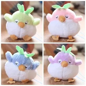 2 шт. мягкий автомобильный брелок мультфильм животное плюшевая кукла кулон плюшевая птица брелок украшение на рюкзак синий/фиолетовый