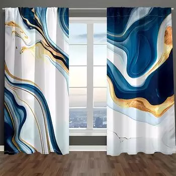 2 шт. Мраморный пейзаж цифровая печать шторы современный стиль декор для гостиной спальни через штанги шторы rideau cortinas 2x50W100H(CM)&Grommet Top