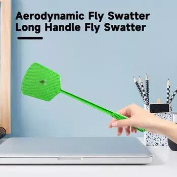 2 шт. мухобойки с утолщенной длинной ручкой, гибкая, большая прочность, полая сетка, широкая розовый