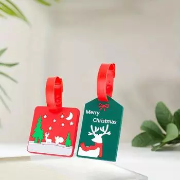 2 шт. мультяшная багажная бирка, рождественская багажная бирка, высокочастотная горячепрессованная ПВХ багажная бирка, идентификационная этикетка для дорожной коробки 2pcs