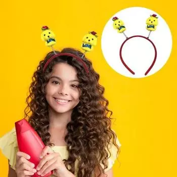 2 шт., мультяшная желтая плюшевая повязка на голову для собаки, забавный весенний дизайн, повязка для волос с животными, обруч для волос для девочек, головные уборы, аксессуары для волос Little Dog