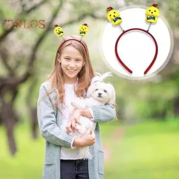 2 шт., мультяшная желтая плюшевая повязка на голову для собаки, забавный весенний дизайн, повязка для волос с животными, обруч для волос для девочек, головные уборы, аксессуары для волос Little Dog