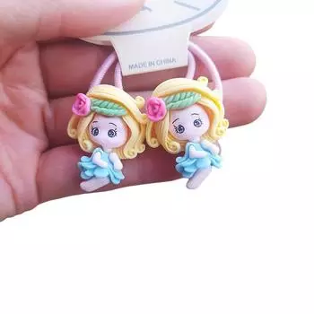 2 шт. Мультяшные милые принцессы Детские эластичные резинки для волос Детские резинки для волос Аксессуары для волос для девочек Детский головной убор