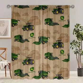 2 шт. - мультяшный бульдозер - занавеска с принтом - материал полиэстер - подходит для спальни, гостиной, кабинета, занавески для приватности 30inchx65inchx2Pcs