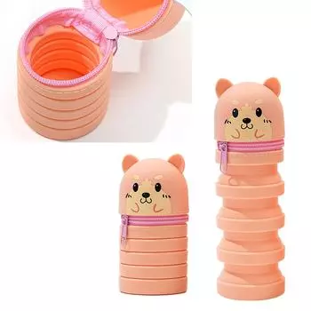 2 шт. мультяшный чехол для ручки, телескопическая сумка для ручек, силиконовые чехлы для ручек на молнии, пенал, держатель для ручек для студентов A