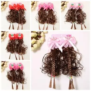 2 шт. мультяшный детский парик-заколка для волос милый парик косичка-заколка для волос принцесса детская заколка для волос для девочек Pink-Cherry