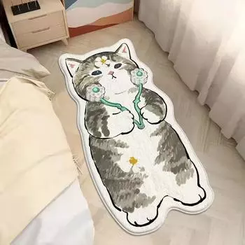 2 шт. мультяшный милый кот имитация кашемира ковер для спальни специальная форма прикроватный коврик на пол 40X60cm