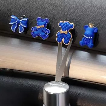 2 шт. мультяшный милый медведь бант автомобильные крючки настенный органайзер очки кабель шнур питания зарядный шнур самоклеящийся крючок гаджет