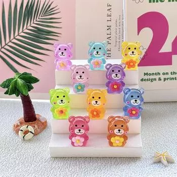 2 шт. мультяшный светящийся цветок-медведь мини-фигурка микро-ландшафтное украшение милые миниатюры аксессуары для украшения дома