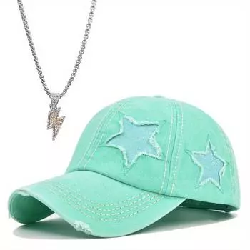 2 шт. Мужская бейсболка, ожерелье, комплект из 2 предметов, модная, столетняя, с чувством старшего возраста, полная бриллиантовая, маленькая, Lightninecklace, шляпа от солнца, женская, спортивная, C чёрный