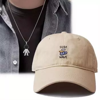 2 шт. Мужская и женская бейсбольная кепка с вышивкой в виде утиного языка, кепка с подвеской в виде космонавта, комплект ожерелий для спортивной пары, спортивная повседневная солнцезащитная кепка чёрный