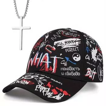 2 шт. Мужская и женская бейсболка, ожерелье, модная шляпа с утиным языком, крест, ожерелье, сетка, красная шляпа от солнца, шляпа от солнца