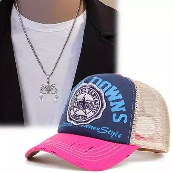 2 шт. Мужская и женская бейсболка с вышивкой, сотня подходящих солнцезащитных кепок, кепка с утиным языком, ожерелье с подвеской в виде скорпиона, комплект спортивной парной солнцезащитной кепки синий