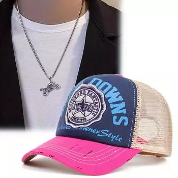 2 шт. Мужская и женская бейсболка с вышивкой, всесезонная универсальная шляпа от солнца, комплект с подвеской в виде мотоцикла, ожерелье для пар, мода, отдых, спорт, кепка с утиным язычком синий