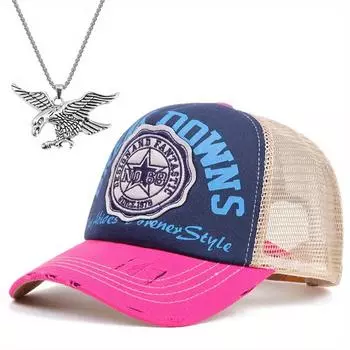 2 шт. Мужская и женская бейсболка с вышивкой, ожерелье с подвеской в виде орла, набор повседневных спортивных кепок для пары, модная сотня подходящих солнцезащитных кепок с утиным язычком синий