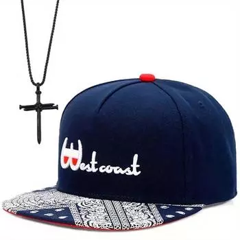 2 шт. Мужская и женская вышитая шляпа с плоскими полями в стиле хип-хоп, комплект с крестом и подвеской в виде ожерелья, спортивная бейсболка, модная кепка для отдыха для пары, солнцезащитный крем, кепка с утиным язычком чёрный