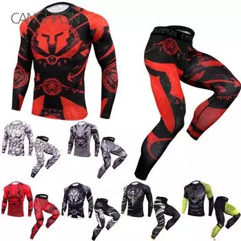 2 шт., мужская спортивная компрессионная одежда, спортивный костюм для мужчин, тонкий комплект для бега для фитнеса, длинный комплект S