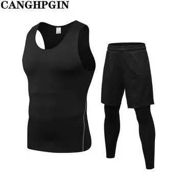 2 шт. мужская спортивная одежда для фитнеса спортивный костюм для бега эластичные быстросохнущие колготки S чёрный