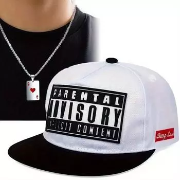 2 шт. Мужская женская бейсболка с буквенным офсетным принтом, шляпа с плоскими полями, хип-хоп игральная карта, подвеска, ожерелье, комплект, спортивная шляпа с утиным языком, солнцезащитная шляпа чёрный