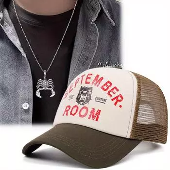 2 шт. Мужская женская хип-хоп кепка, модная повседневная хлопковая кепка, ожерелье с подвеской в виде скорпиона, комплект для пар, для занятий спортом на открытом воздухе с козырьком от солнца, кепка с язычком утки чёрный