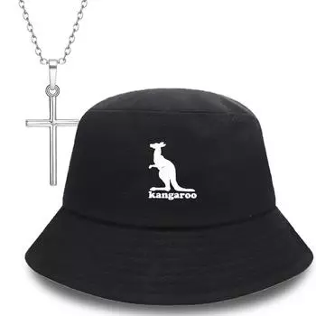 2 шт. Мужская женская повседневная вышитая шляпа рыбака с крестом и подвеской на ожерелье для пар, для спорта на открытом воздухе, рыбалки, солнцезащитный крем, шляпа рыбака, шляпа от солнца чёрный