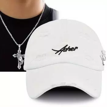 2 шт. Мужская женская вышитая бейсболка с утиным язычком, сломанная бейсболка, ожерелье с крестом, комплект повседневной модной спортивной бейсболки для пары чёрный