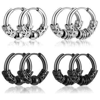 2 шт., мужские серьги-кольца в стиле панк из нержавеющей стали для женщин, серьги-тотемы в стиле хип-хоп для мужчин, серьги-гвоздики в готическом стиле, ювелирные изделия, подарок на вечеринку