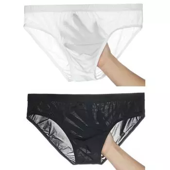 2 шт. Мужское прозрачное сексуальное ультратонкое нижнее белье-шорты-треугольники большого размера из ледяного шелка с эффектом «голой кожи» M