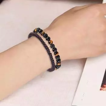 2 шт. мужской браслет ручной работы из бисера, гладкий регулируемый легкий матовый агатовый камень, исцеляющий браслет духовной защиты, подарки на день рождения, мужские ювелирные изделия чёрный