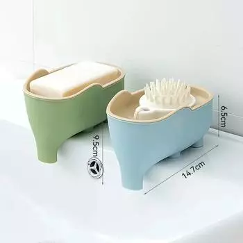2 шт. Мыльница Двухслойная Креативная Милая Слоник Аксессуары для ванной комнаты Домашний Декоративный Детский Студенческий Водонепроницаемая Стойка для слива