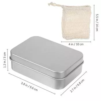 2 шт. Мыльницы Алюминиевая Тарелка + Мешочек с Белыми Деревянными Бусинами для Брусков Портативный Контейнер Диспенсер Кухня