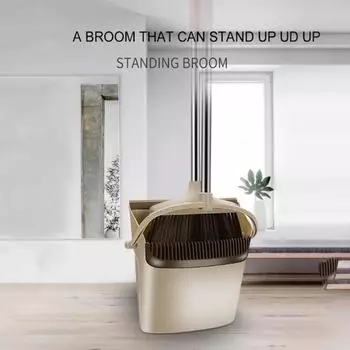 2 шт./набор длинная ручка метла совок набор самоочищающийся веник для уборки пола мягкий хаки
