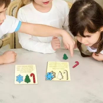 2 шт. набор для пряток Рождественская деревянная семейная игра игрушка интерактивные рождественские прятки блоки для домашнего праздника игры на вечеринку A