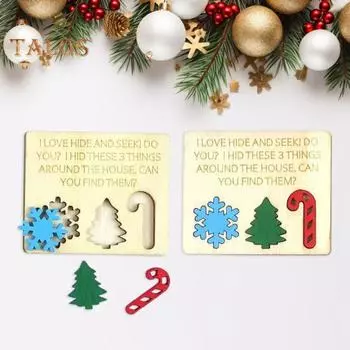 2 шт. набор для пряток Рождественская деревянная семейная игра игрушка интерактивные рождественские прятки блоки для домашнего праздника игры на вечеринку A