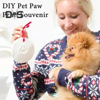 2 шт. Набор для самостоятельного изготовления отпечатков лап собак/кошек, подвесное украшение с инструментами для настройки и подставкой для демонстрации, набор для сувениров из глиняной лапы красный