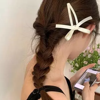 2 шт. Набор из 2 милых заколок-бантов с лентой, элегантные простые большие заколки для волос, заколки для волос, новые модные аксессуары для волос 2024 года, головные уборы
