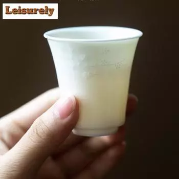 2 шт./набор из овечьего жира нефритовый фарфор ароматная чашка ручной работы рельефная бамбуковая чайная чашка маленькая чайная чашка Juxiang Master Cup кунг-фу чайный сервиз 40 мл