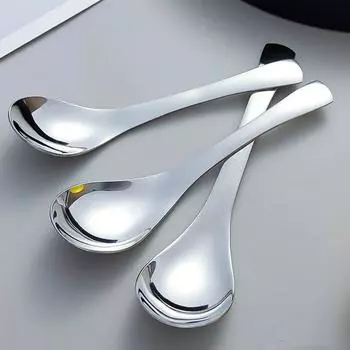 2 шт./набор из серебристой нержавеющей стали 304, утолщенная и углубленная ложка, десертная ложка, бытовая ложка для супа
