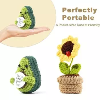 2 шт./набор крючком горшечная кукла-подсолнух эмоциональная поддержка ручная вязаная кукла картофельный огурец авокадо ананас с позитивным украшением для открытки B