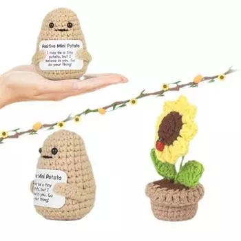 2 шт./набор крючком горшечная кукла-подсолнух эмоциональная поддержка ручная вязаная кукла картофельный огурец авокадо ананас с позитивным украшением для открытки B
