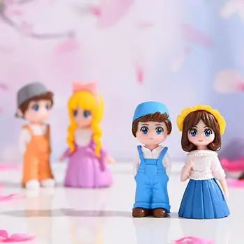 2 шт./набор литьевых скульптур для пар, реалистичный внешний вид, практичные милые маленькие мальчики и девочки, влюбленные синий