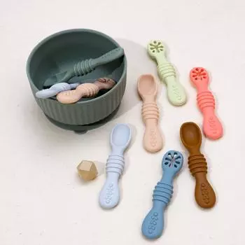 2 шт./набор ложек для кормления детей, набор принадлежностей, вспомогательная твердая пища для обучения малышей, сгибаемая жевательная игрушка, детская посуда для младенцев