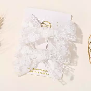 2 шт./набор Милые однотонные кружевные вырезы Банты Заколки для волос для маленьких девочек Ручной работы Банты Заколки-невидимки Головные уборы Детские аксессуары для волос